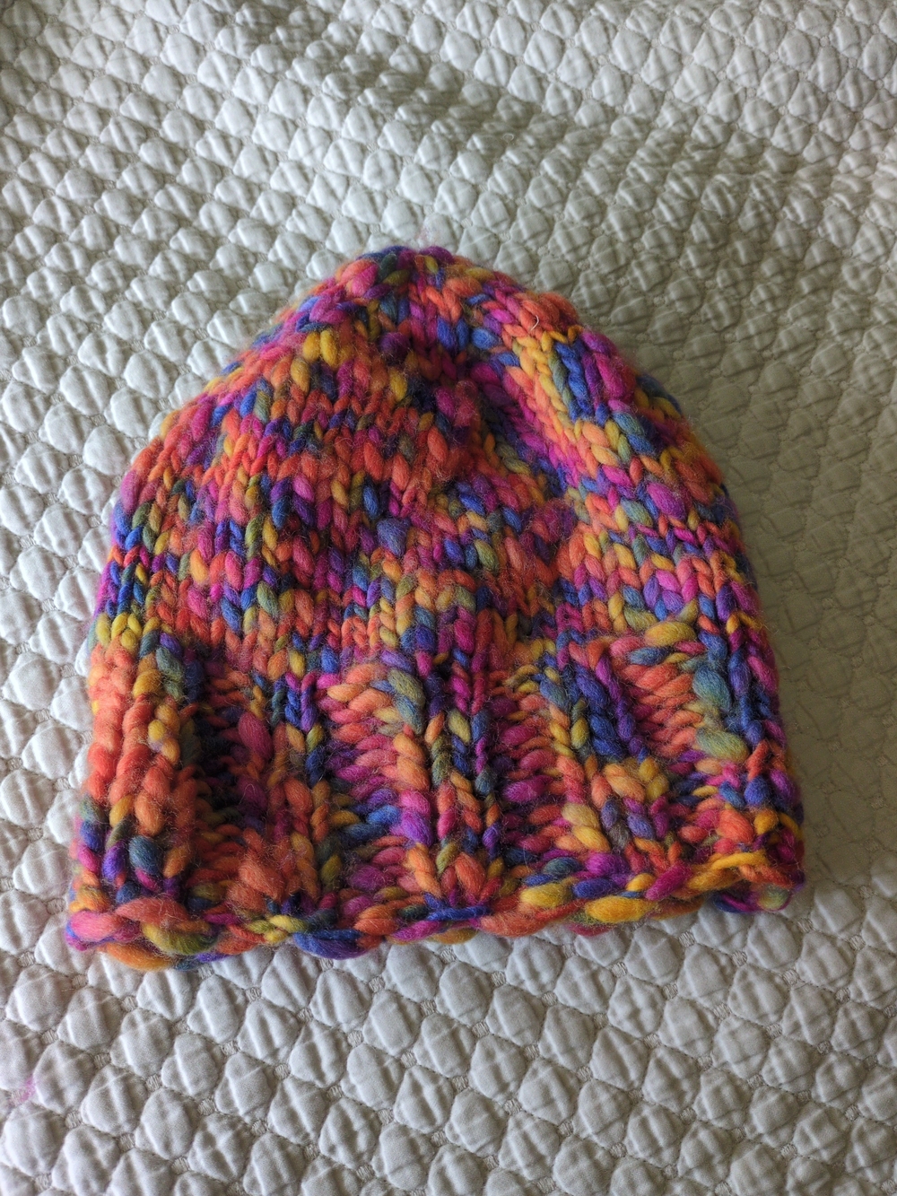 Multicolor Chunky Knit Beanie Hat - Vibrant Mix